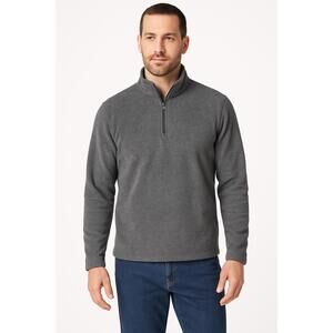 Croft&Barrow Sweater Mens Sz Large Gray Pullover Stand Collar Quarter‎ Zip Cozy